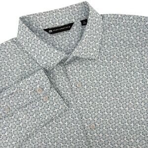 TravisMathew Mens Blue White Floral Geometric Button Down Shirt L 1MAB324